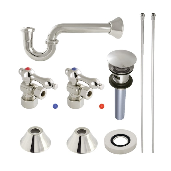 Plumbing Sink Trim Kit with PTrap and Overflow Drain, Polished Nickel